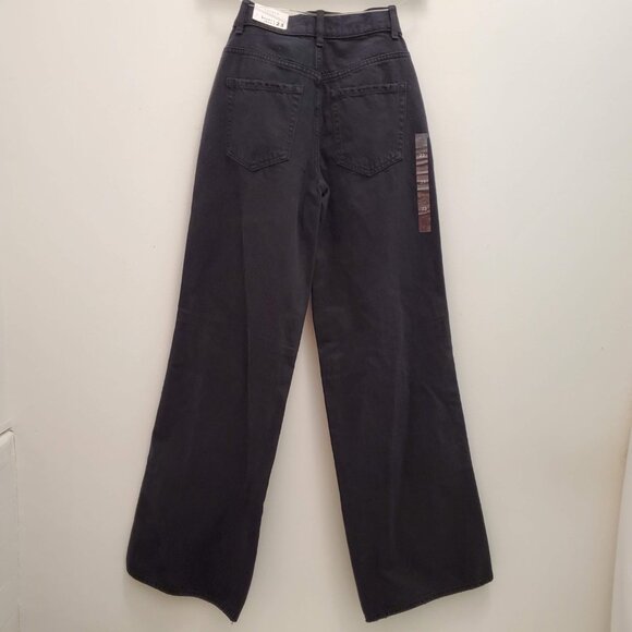 NWT PacSun Eco Black Baggy Distressed Button-Fly Wide Leg Denim Jeans - 23 - Picture 7 of 12